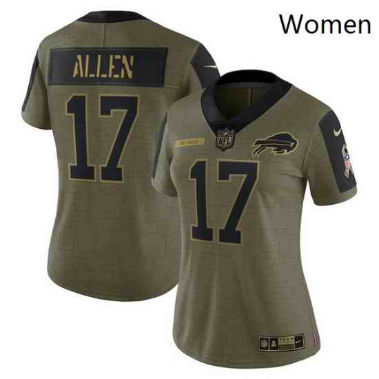 Women's Buffalo Bills Josh Allen Nike Olive 2021 Salute To Service Limited Player Jersey->women nfl jersey->Women Jersey