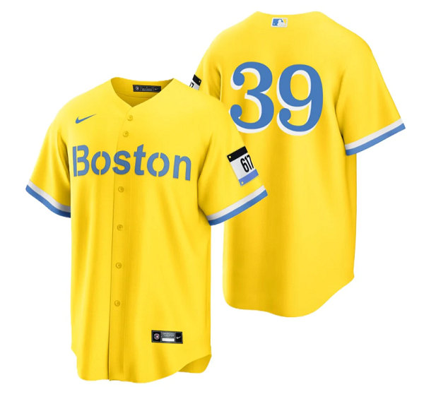 Men's Boston Red Sox #39 Christian Arroyo Gold City Connect Stitched Baseball Jersey->boston red sox->MLB Jersey