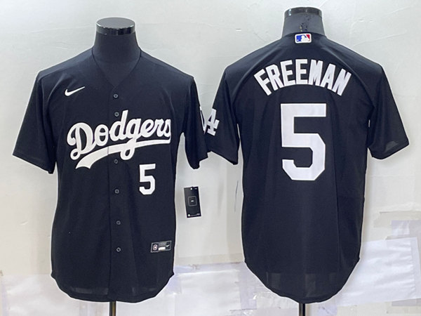 Men's Los Angeles Dodgers #5 Freddie Freeman Black Cool Base Stitched Baseball Jersey->los angeles dodgers->MLB Jersey