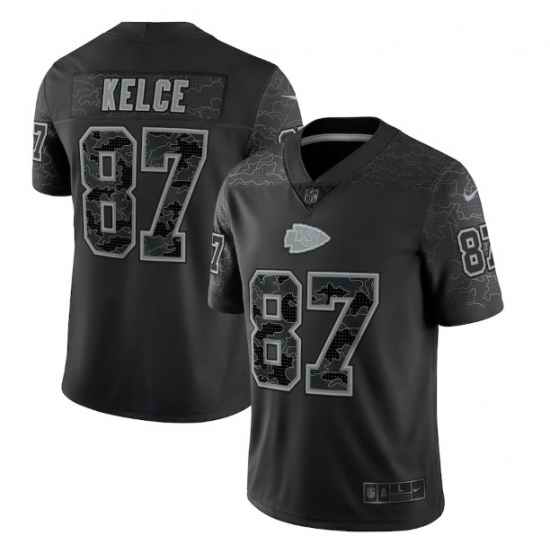 Men Kansas City Chiefs #87 Travis Kelce Black Reflective Limited Stitched Football Jersey->las vegas raiders->NFL Jersey