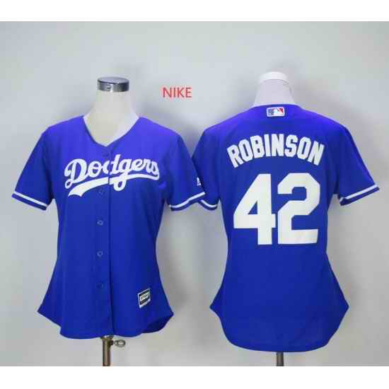 Womens Los Angeles Dodgers #42 Jackie Robinson Royal Blue Cool Base MLB Jersey->los angeles dodgers->MLB Jersey