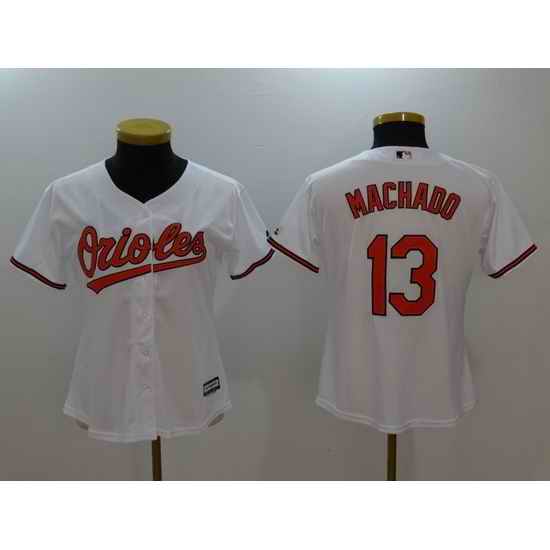 Women Baltimore Orioles #13 Manny Machado White Cool Base Stitched Jerse->women mlb jersey->Women Jersey