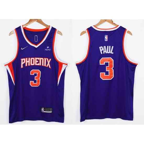 Men Phoenix Suns Chris Paul #3 Orange 2021 2022 Purple Edition Nike Stitched Jersey->phoenix suns->NBA Jersey