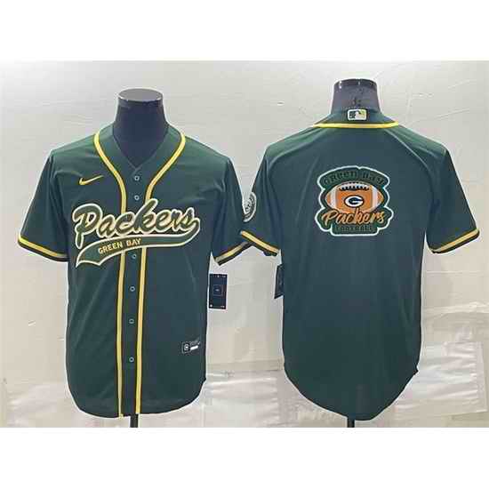 Men Green Bay Packers Green Team Big Logo With Patch Cool Base Stitched Baseball Jersey->green bay packers->NFL Jersey