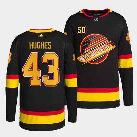 Men Vancouver Canucks #43 Quinn Hughes 50th Anniversary Black Stitched jersey->vancouver canucks->NHL Jersey