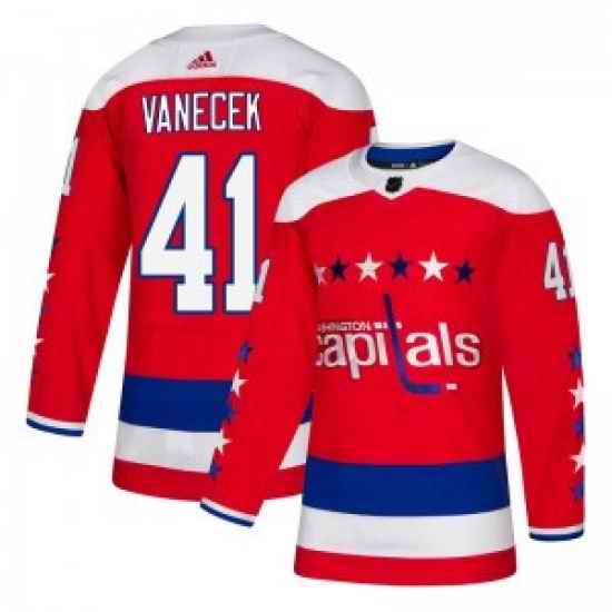 Men Washington Capitals #41 Vitek Vanecek Adidas Authentic Alternate Jersey   Red->washington capitals->NHL Jersey