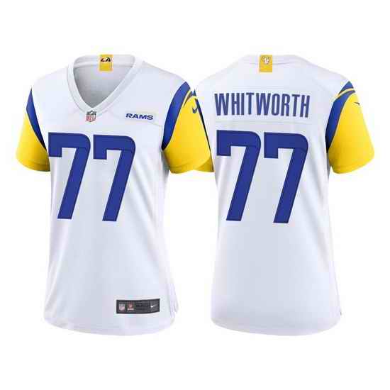 Women Nike Los Angeles Rams #77 Andrew Whitworth White Vapor Untouchable Limited Jersey->women nfl jersey->Women Jersey