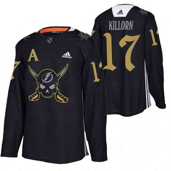 Men Tampa Bay Lightning #17 Alex Killorn Black Gasparilla Inspired Pirate Themed Warmup Stitched jersey->tampa bay lightning->NHL Jersey