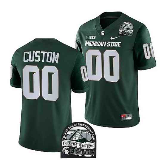 Michigan State Spartans Custom Green 2021 Peach Bowl Champions Cfp Jersey->->Custom Jersey