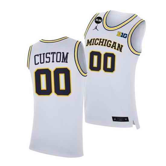 Michigan Wolverines Custom 2021 Big Ten Regular Season Champions Blm White Jersey->->Custom Jersey
