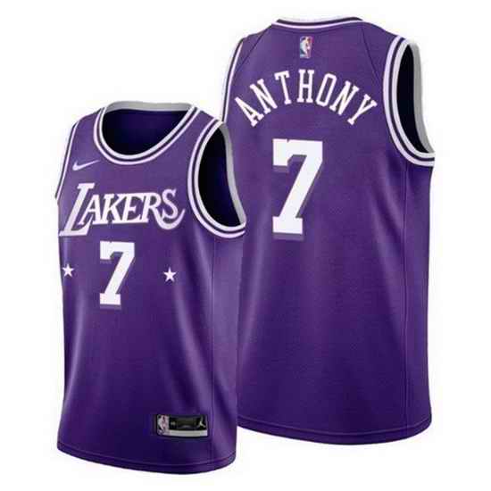 Men's Los Angeles Lakers #7 Carmelo Anthony 2021 #22 City Edition Purple Stitched Jersey->los angeles lakers->NBA Jersey