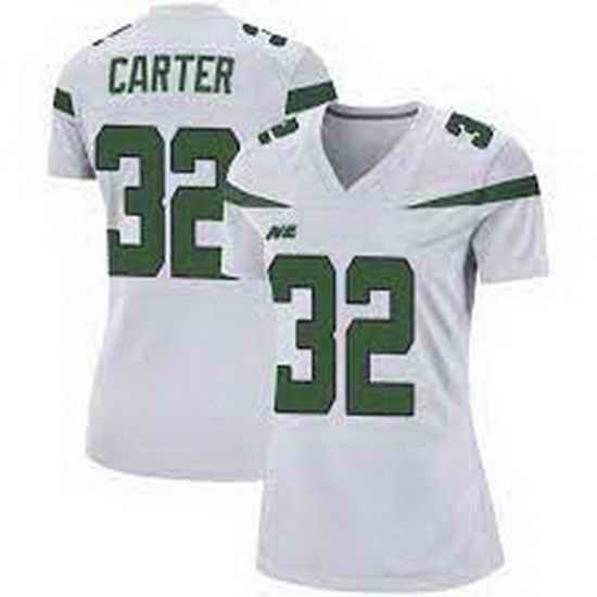Women New York Jets Michael Carter #32 White Vapor Limited Stitched Football Jersey->women nfl jersey->Women Jersey