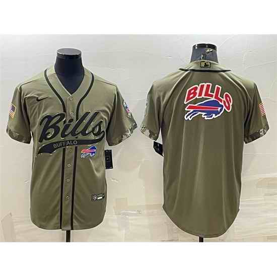 Men Buffalo Bills Olive Salute To Service Team Big Logo Cool Base Stitched Baseball Jersey->chicago bears->NFL Jersey