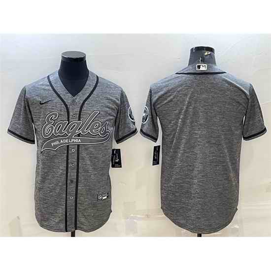 Men Philadelphia Eagles Blank Grey With Patch Cool Base Stitched Baseball Jersey->new orleans saints->NFL Jersey