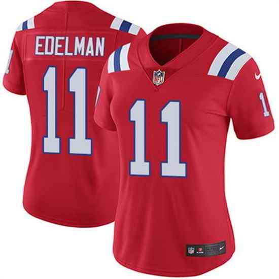 Women New England Patriots #11 Julian Edelman Red Vapor Untouchable Stitched Jersey->women nfl jersey->Women Jersey