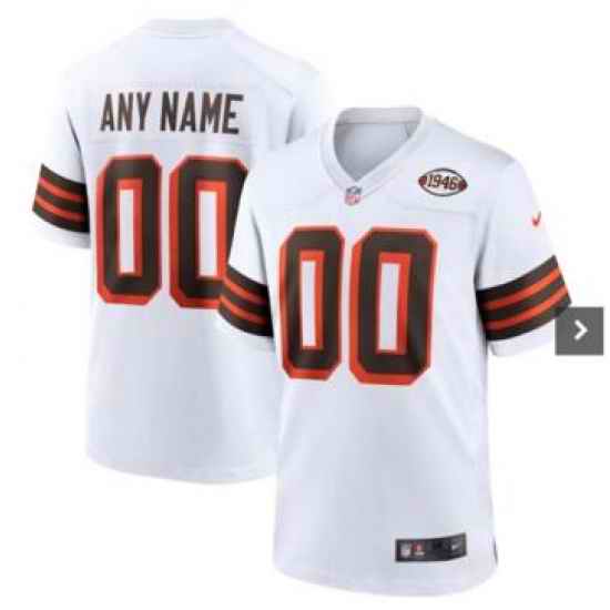 Men Women Youth Cleveland Browns White Nike Custom Jersey Stitched 1946 Patch->->Custom Jersey