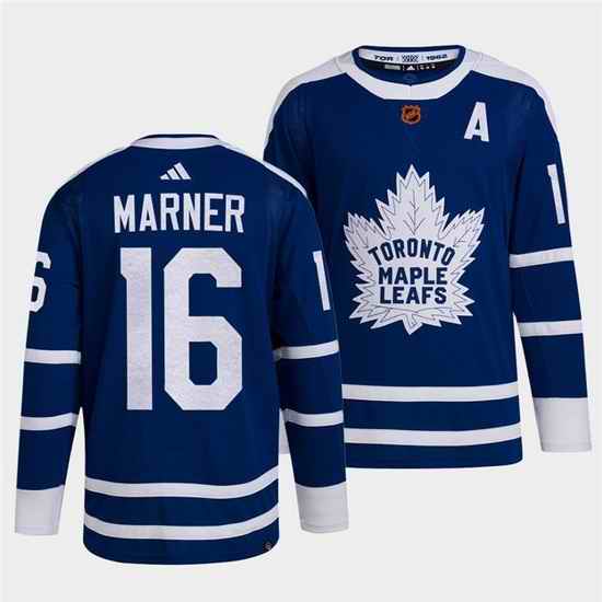 Men Toronto Maple Leafs Black #16 Mitch Marner Blue 2022 Reverse Retro Stitched Jersey->toronto maple leafs->NHL Jersey