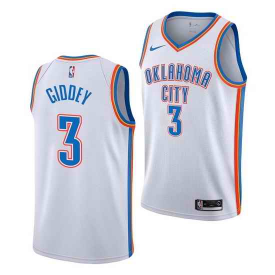 Men Nike Oklahoma City Thunder #3 Josh Giddey White Jersey->oklahoma city thunder->NBA Jersey