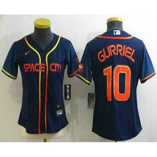 Women's Houston Astros #10 Yuli Gurriel 2022 Navy Blue City Connect Cool Base Stitched Jersey->women mlb jersey->Women Jersey