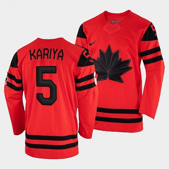 Men's Canada Hockey Paul Kariya Red 2022 Winter Olympic #5 Gold Winner Jersey->2022 canada winter olympic->NHL Jersey