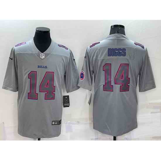 Men Buffalo Bills #14 Stefon Diggs Grey With Patch Atmosphere Fashion Stitched Jersey->miami dolphins->NFL Jersey