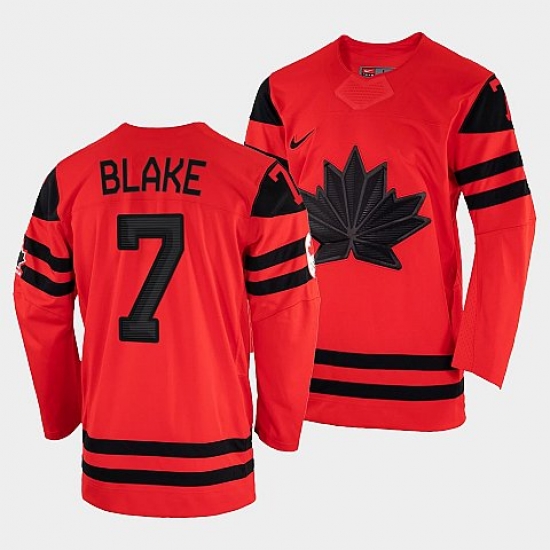 Men's Canada Hockey Rob Blake Red 2022 Winter Olympic #7 Gold Winner Jersey->2022 canada winter olympic->NHL Jersey