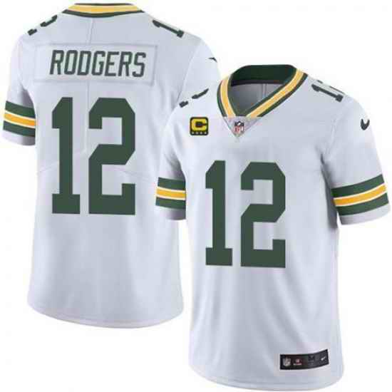 Men Green Bay Packers #12 Aaron Rodgers White With 4-star C Patch Vapor Untouchable Stitched NFL Limited Jersey->denver broncos->NFL Jersey