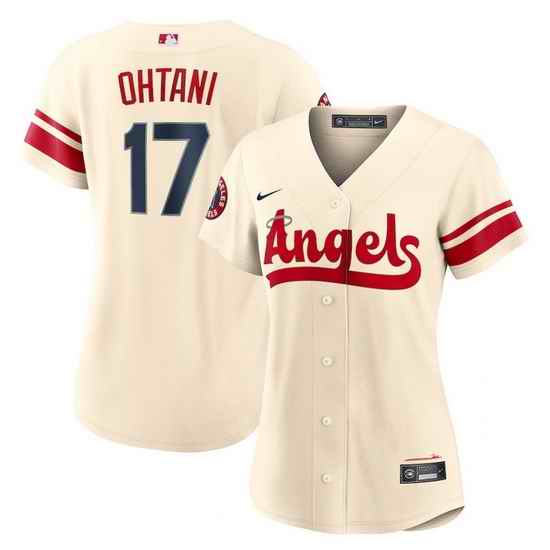 Women Los Angeles Angels #17 Shohei Ohtani 2022 Cream City Connect Stitched Baseball Jersey 28Run Small 2->women mlb jersey->Women Jersey