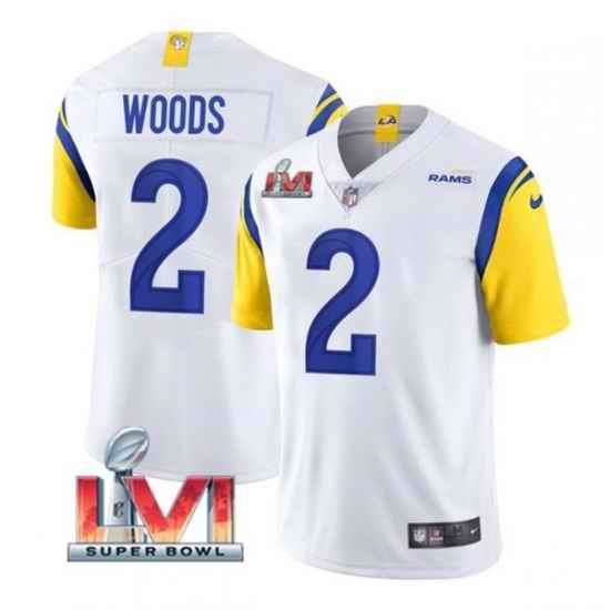 Nike Los Angeles Rams #2 Robert Woods White 2022 Super Bowl LVI Vapor Limited Jersey->los angeles rams->NFL Jersey