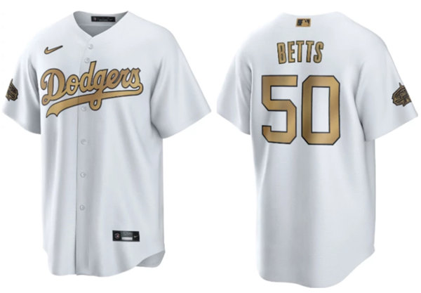 Men's Los Angeles Dodgers #50 Mookie Betts White 2022 All-Star Cool Base Stitched Baseball Jersey->los angeles dodgers->MLB Jersey