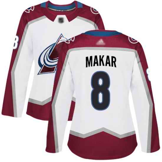 Women Adidas Colorado Avalanche #8 Cale Makar White Stitched NHL Jersey->youth nhl jersey->Youth Jersey