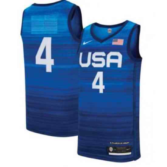 USA Tokyo Olympic Game Blue Basketball Jersey->atlanta braves->MLB Jersey