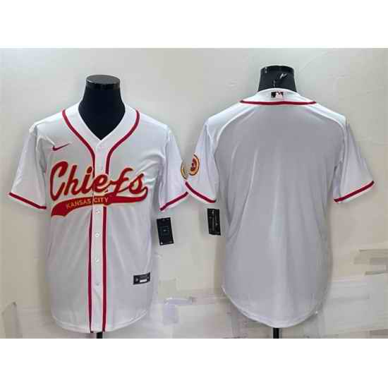 Men Kansas City Chiefs Blank White With Patch Cool Base Stitched Baseball Jersey->los angeles chargers->NFL Jersey
