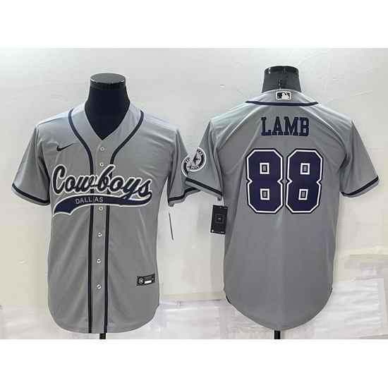 Men Dallas Cowboys #88 CeeDee Lamb Grey Cool Base Stitched Baseball Jersey->los angeles chargers->NFL Jersey