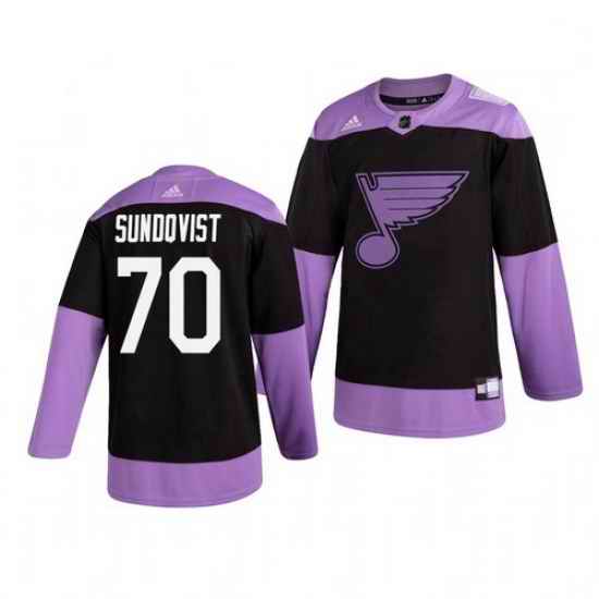 Blues #70 Oskar Sundqvist Black Purple Hockey Fights Cancer Adidas Jersey->st.louis blues->NHL Jersey