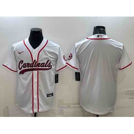 Men Arizona Cardinals Blank White With Patch Cool Base Stitched Baseball Jersey->arizona cardinals->NFL Jersey