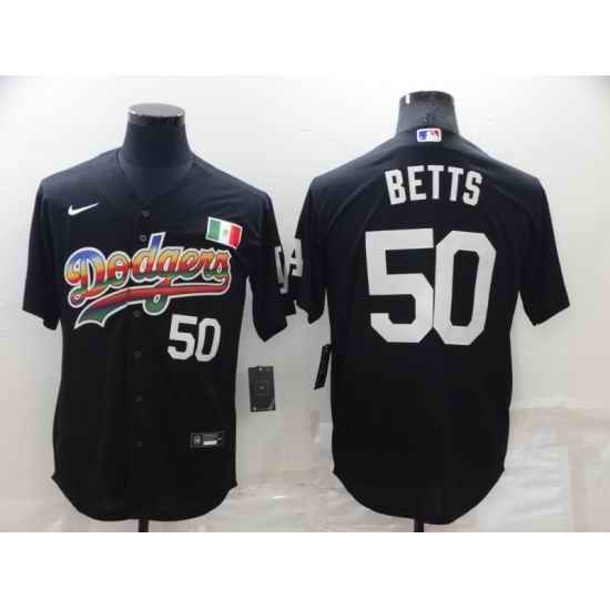 Men Los Angeles Dodgers #50 Mookie Betts Black Stitched Baseball Jerse->los angeles dodgers->MLB Jersey