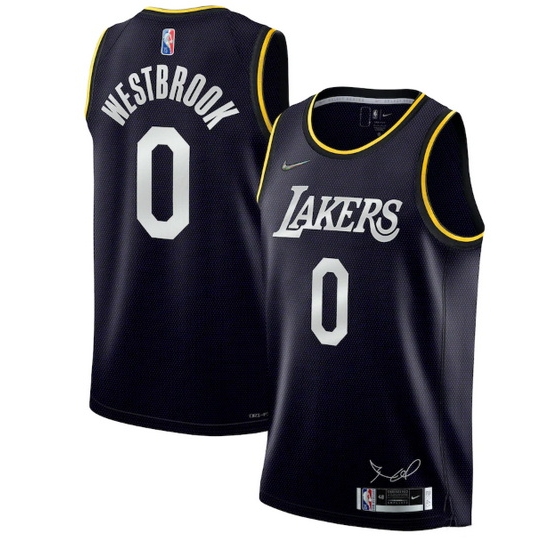 Men Los Angeles Lakers #0 Russell Westbrook 2022 Black 75th Anniversary Select Series MVP Swingman Jersey->nba shorts->NBA Jersey