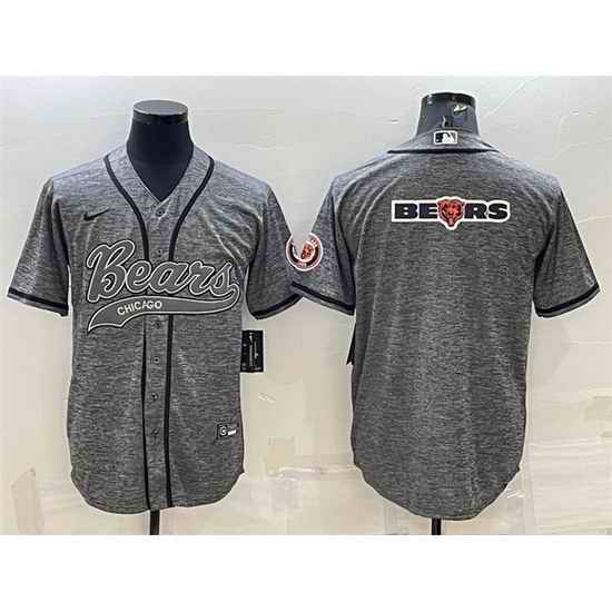 Men Chicago Bears Grey Team Big Logo With Patch Cool Base Stitched Baseball Jersey->cincinnati bengals->NFL Jersey