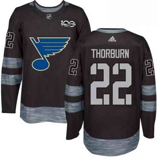 Mens Adidas St Louis Blues #22 Chris Thorburn Authentic Black 1917 2017 100th Anniversary NHL Jersey->st.louis blues->NHL Jersey