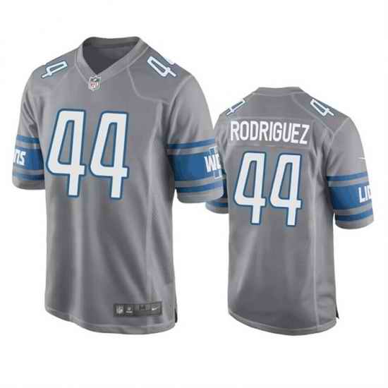Men Detroit Lions #44 Malcolm Rodriguez Grey Stitched Game Jersey->detroit lions->NFL Jersey