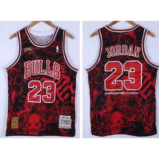 Men Chicago Bulls 1995-96 Season Michael Jordan #23 Hebru Brantley X M&N Black Jersey->chicago bulls->NBA Jersey