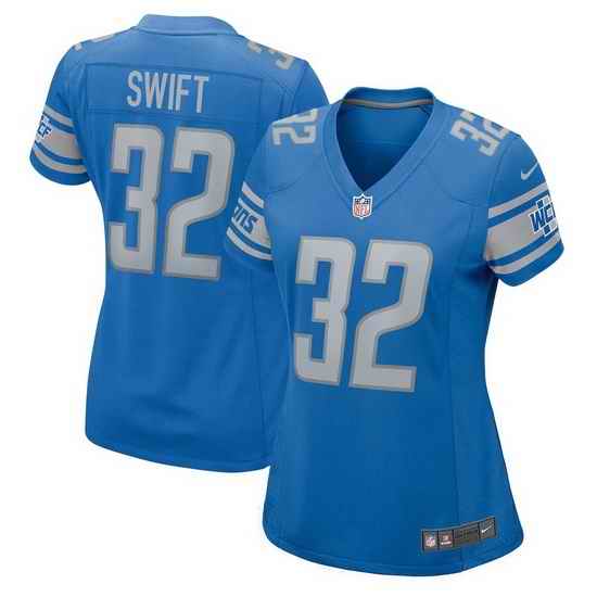 Women Detroit Lions D'Andre Swift #32 Blue Vapor Limited Stitched NFL Jersey->women nfl jersey->Women Jersey