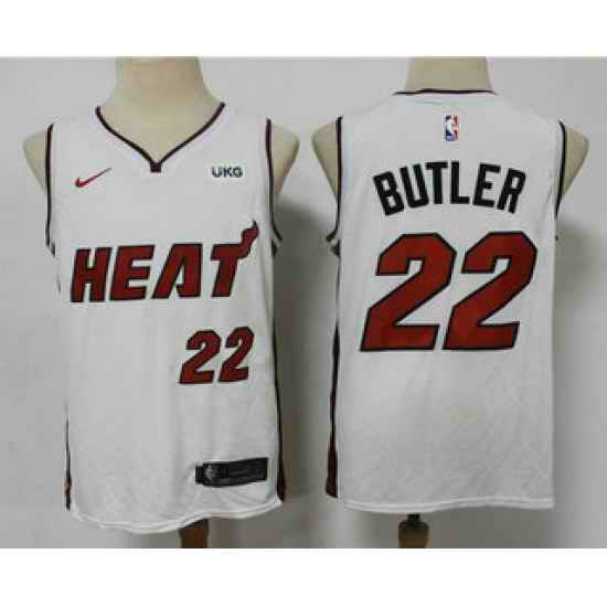 Men Miami Heat #22 Jimmy Butler White 2021 Nike Swingman Stitched NBA Jersey With The NEW Sponsor Logo->new york knicks->NBA Jersey