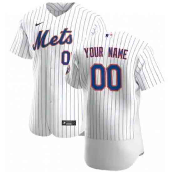 Men Women Youth Toddler New York Mets White Strips Custom Nike MLB Flex Base Jersey->customized mlb jersey->Custom Jersey