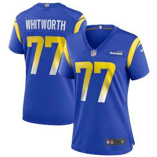 Women Nike Los Angeles Rams #77 Andrew Whitworth Blue Vapor Untouchable Limited Jersey->women nfl jersey->Women Jersey