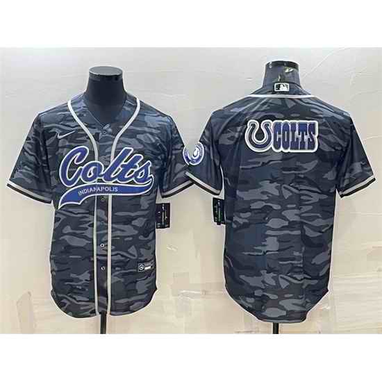 Men Indianapolis Colts Grey Camo Team Big Logo With Patch Cool Base Stitched Baseball Jersey->jacksonville jaguars->NFL Jersey