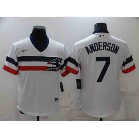 Men's Nike Chicago White Sox #7 Tim Anderson White Throwback Jersey->chicago white sox->MLB Jersey