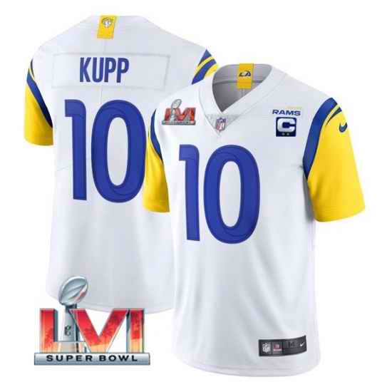 Youth Los Angeles Rams #10 Cooper Kupp White 2022 With C Patch Super Bowl LVI Vapor Untouchable Limited Stitched Jersey->los angeles rams->NFL Jersey