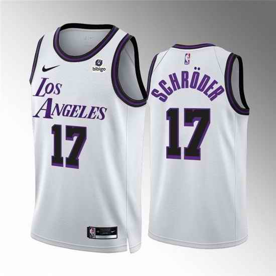 Men Los Angeles Lakers #17 Dennis Schroder White City Edition Stitched Basketball Jersey->los angeles lakers->NBA Jersey